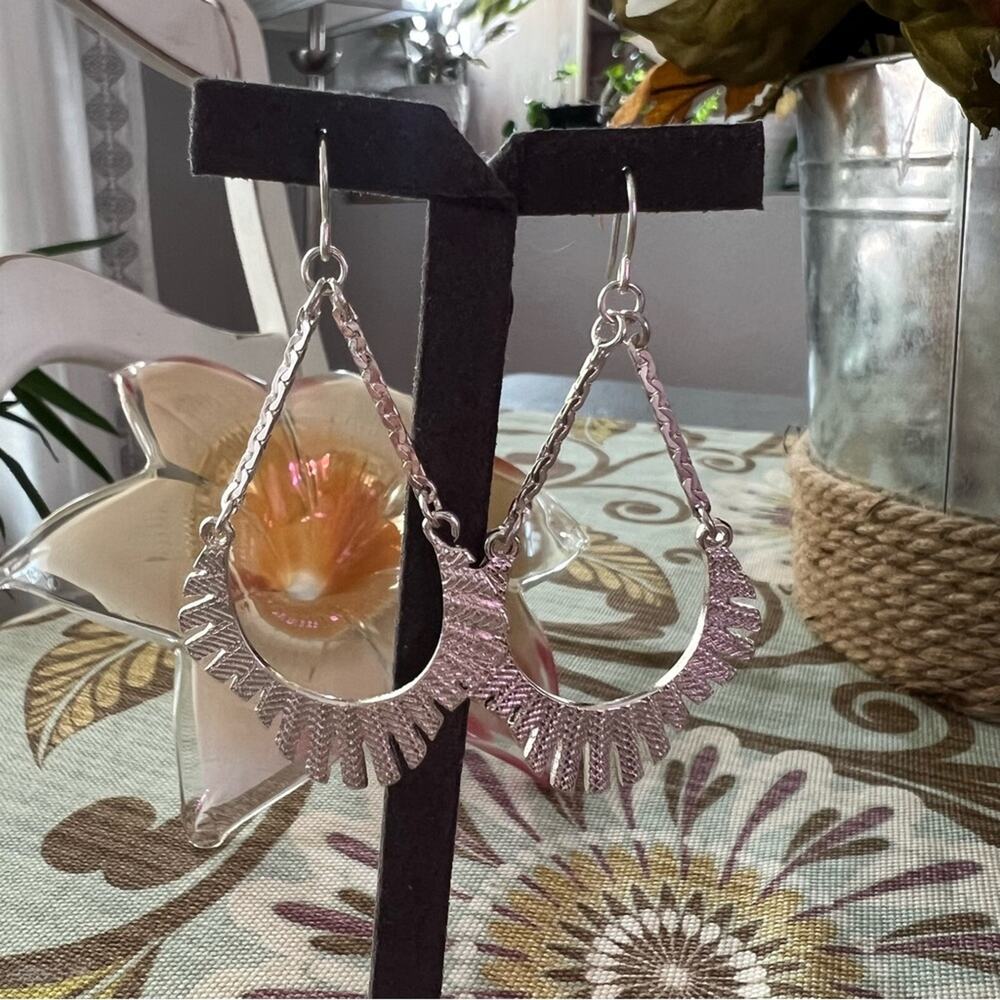 Silver Tone Dangle Earrings - Picture 3 of 8